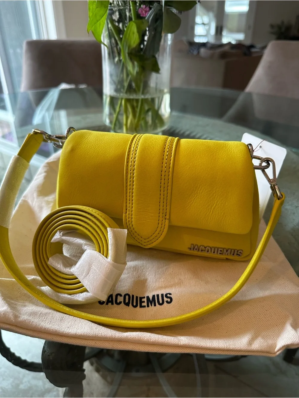 New with Tag! $995 Authentic Jacquemus Sunburst Yellow Small Crossbody Bag - Picture 7 of 16